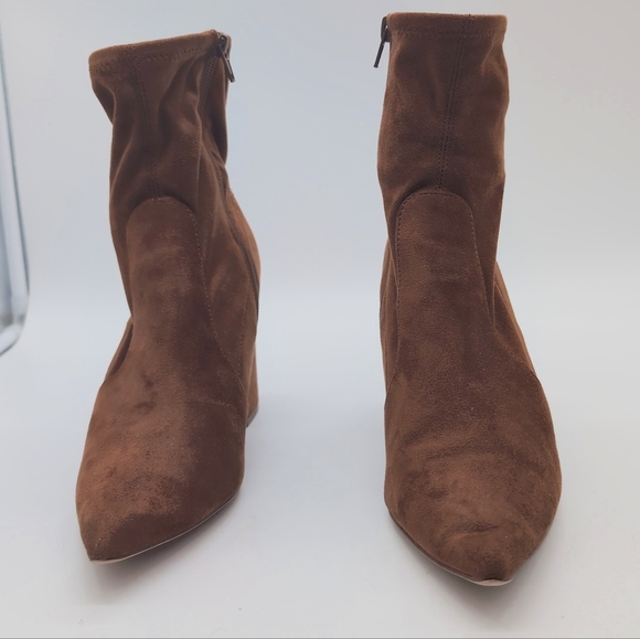 Steve Madden Sz 9 Brown Fabric Suede Ankle Boots Hayes - Picture 3 of 10